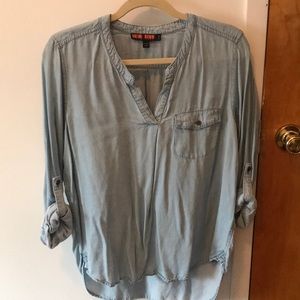 Light  Denim Jean Top- size L, fits like a medium